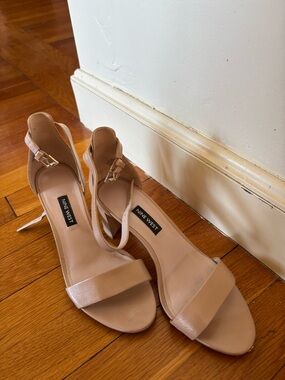 Nine West Tan Open-Toe Ankle-Strap Heels